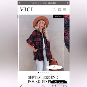 Vici Septembers End Pocket Plaid Shacket Size XS